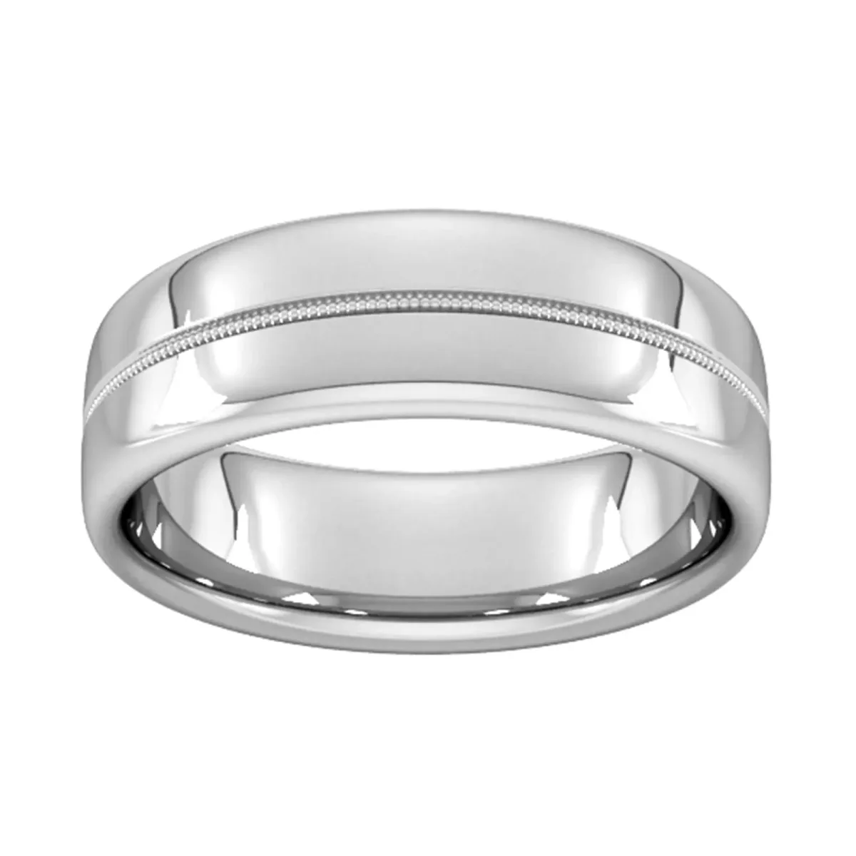 For Him 7mm Traditional Court Heavy Milgrain Centre Wedding Ring In 950 Palladium