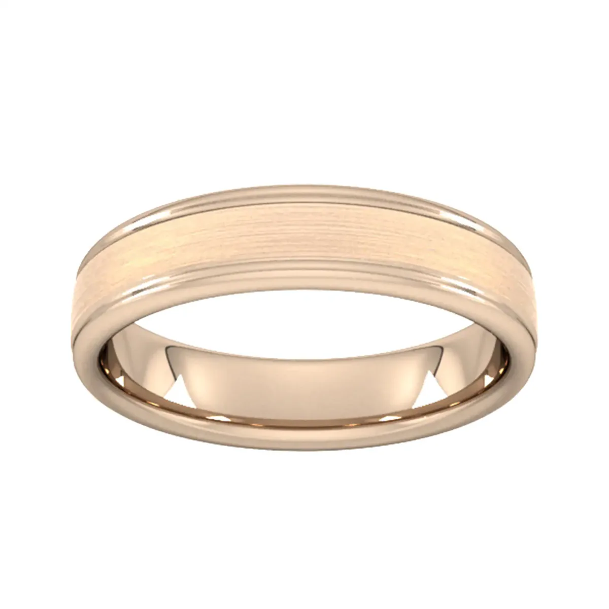 For Him 5mm Slight Court Standard Matt Centre With Grooves Wedding Ring In 18 Carat Yellow Gold
