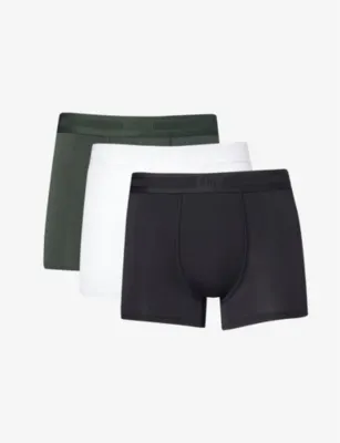 CHE Pack of three branded-waistband stretch-woven trunks
