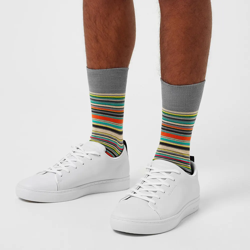 Paul Smith Men's Multi Stripe Cotton Crew Socks detail 2