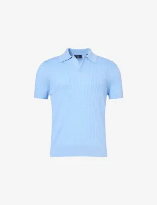 DUNHILL Short-Sleeve Cable-Knit Cotton and Silk-Blend Polo Shirt
