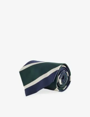 DUNHILL Grenadine Club Striped Silk Tie