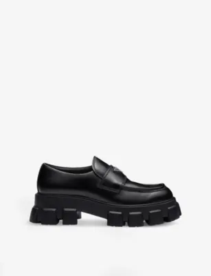 PRADA Monolith Leather Loafers - EUR 43 / 9 UK MEN in BLACK – Mens | Loafers