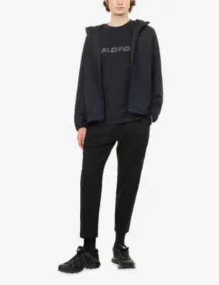 SALOMON Logo-Print Short-Sleeve Cotton T-Shirt in DEEP BLACK, additional product view 2