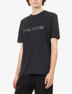 SALOMON Logo-Print Short-Sleeve Cotton T-Shirt in DEEP BLACK, additional product view 3