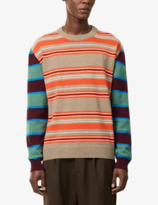 PAUL SMITH Crewneck Striped Wool-And-Cotton Jumper detail 3