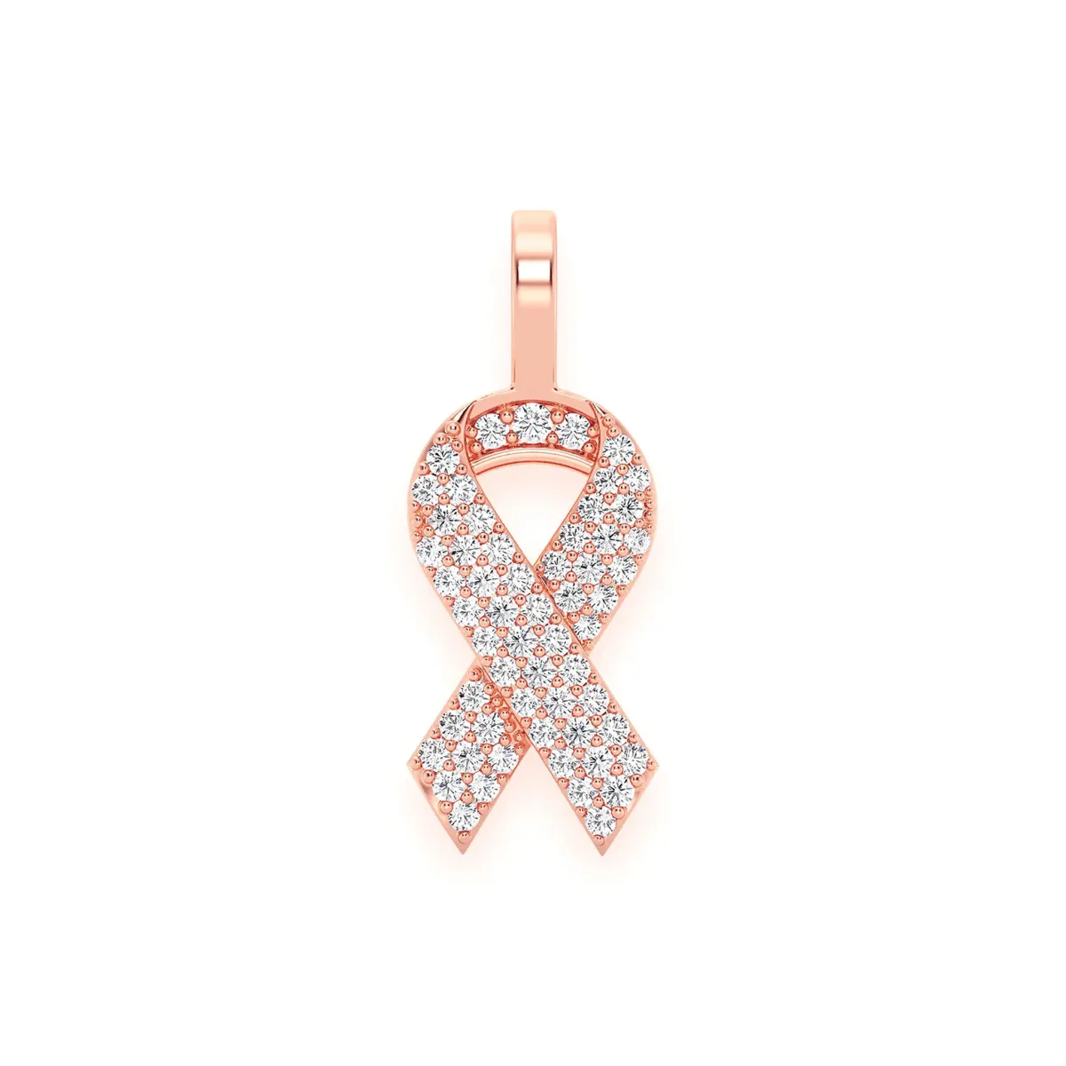For Him Awareness Ribbon Diamond Pendant in Rose Gold / Natural Diamond – Pendant