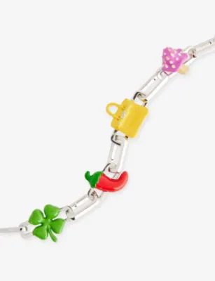 POUBEL Exclusive Rhodium-Plated Sterling-Silver Enamelled Charm Bracelet Set detail 3