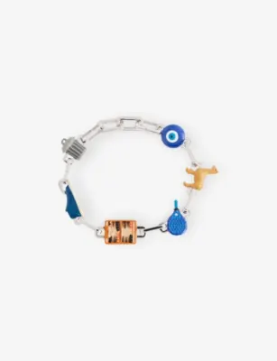 POUBEL Constance Rhodium-Plated Sterling-Silver Enamelled Charm Set