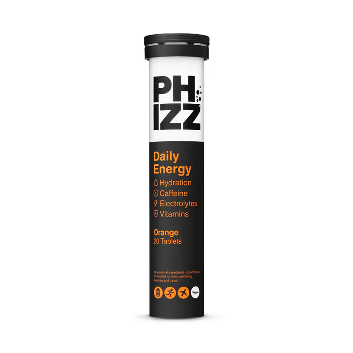 Phizz Daily Energy Caffeine, Electrolytes and Vitamins Effervescent Orange 20 Tablets