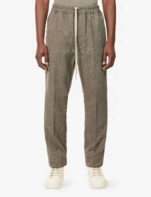 RICK OWENS Slim Long Drawstring Wool Trousers detail 3