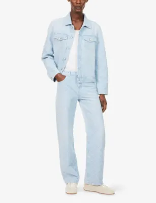 CASABLANCA Monogram-Print Embroidered Denim Jacket detail 2