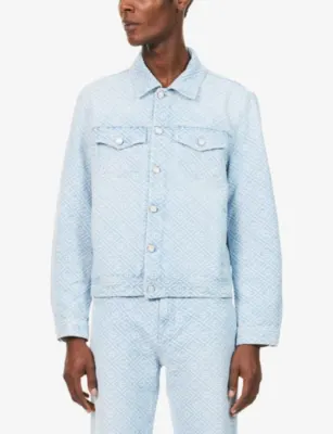 CASABLANCA Monogram-Print Embroidered Denim Jacket detail 3