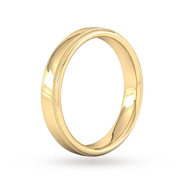 For Him 4mm D Shape Heavy Milgrain Edge Wedding Ring In 18 Carat Yellow Gold detail 2