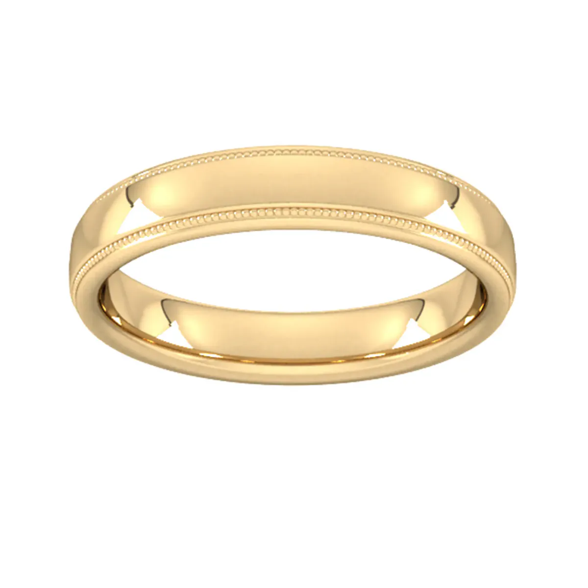 For Him 4mm D Shape Heavy Milgrain Edge Wedding Ring In 18 Carat Yellow Gold