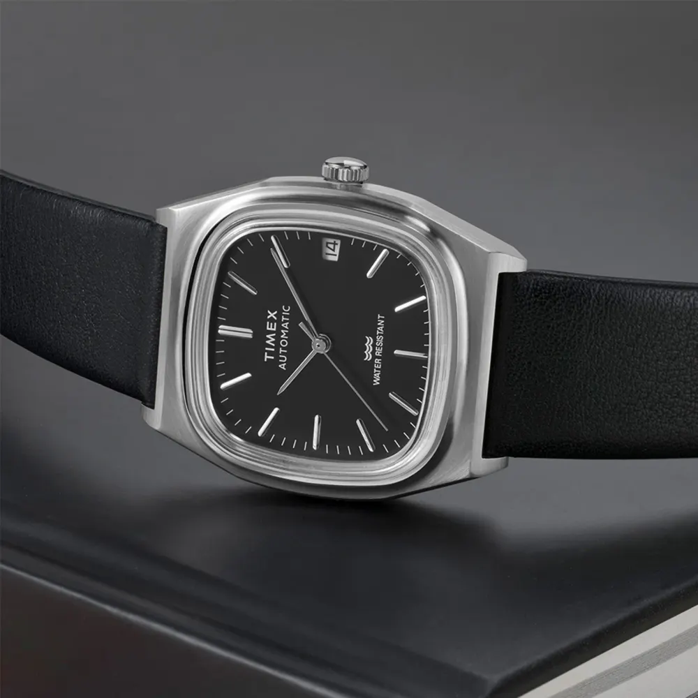 Timex E Line Automatic 1983 34mm Mens Watch Black in Black, additional product view 2