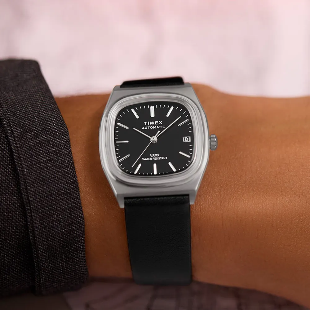 Timex E Line Automatic 1983 34mm Mens Watch Black in Black, additional product view 3
