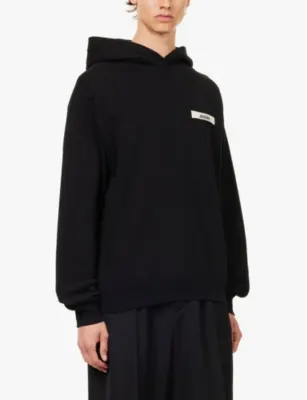 JACQUEMUS Logo-embroidered cotton-jersey hoody detail 3
