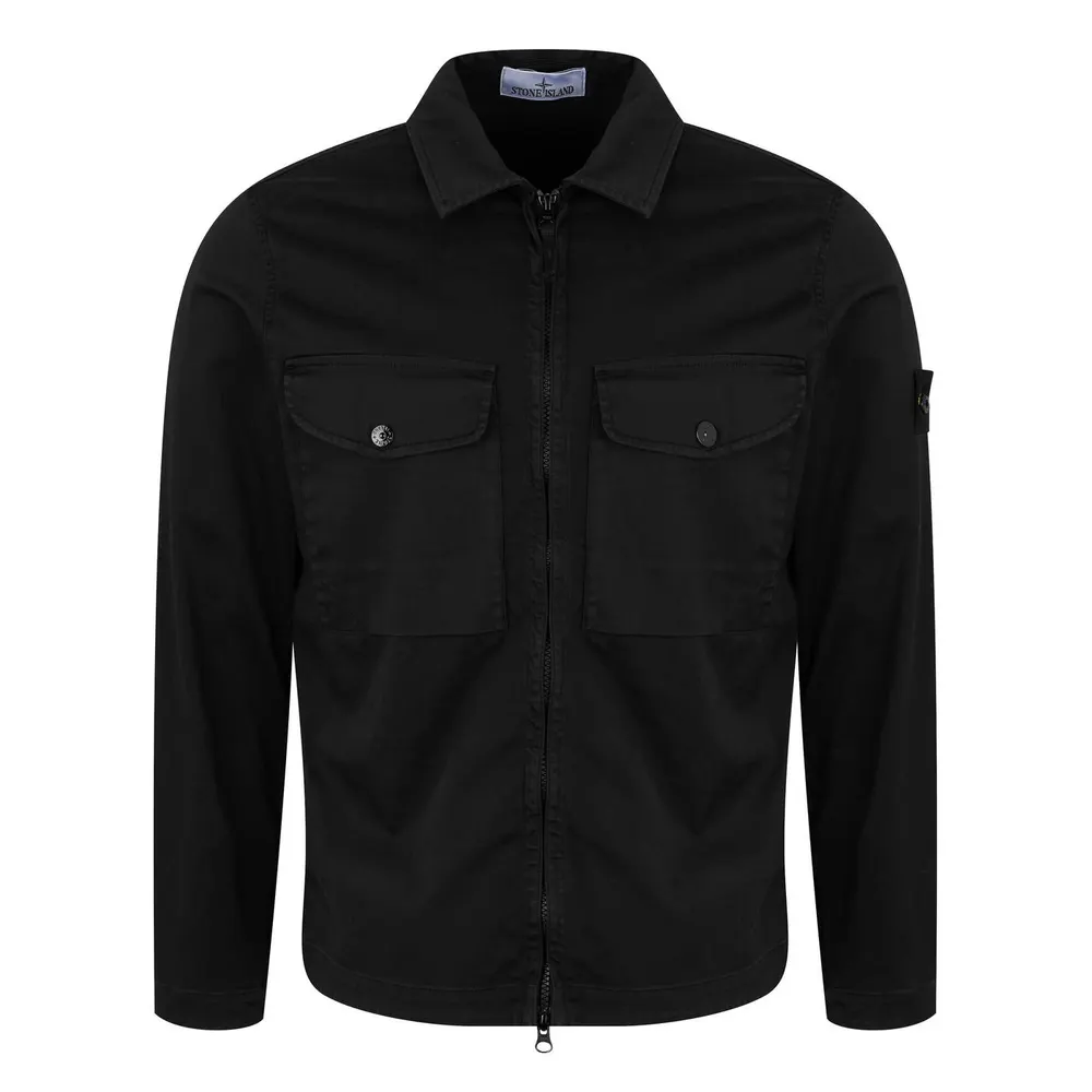 Stone Island Men's Raso Cotton Long Sleeve Zip Overshirt