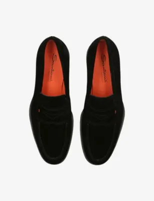 SANTONI Easy Suede Loafers - EUR 40 / 6 UK MEN in BLACK, additional product view 2