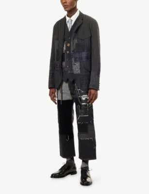 JUNYA WATANABE Patchwork Zip Woven Blazer in Gry/wht X Mix, additional product view 2