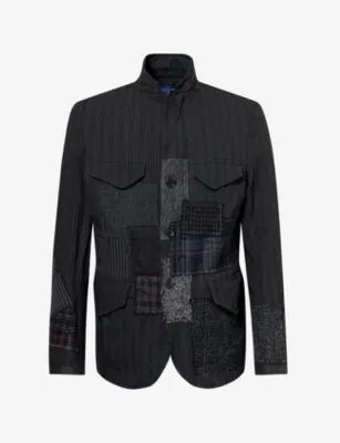 JUNYA WATANABE Patchwork Zip Woven Blazer in Gry/wht X Mix – Mens | Blazers | Formal blazers
