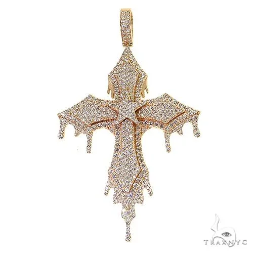 RINA - For Him CUSTOM CVD Drip Cross Diamond Pendant 69693 in Rose Gold – Pendant
