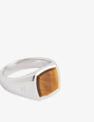 TOM WOOD Kay Tiger Eye Rhodium-Plated Sterling-Silver Ring - S detail 3