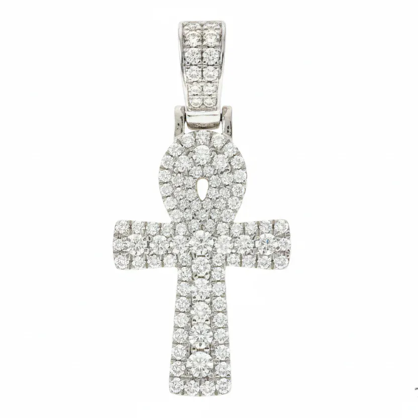 ANNA - CONSCIOUS DIAMONDS 14K Gold Diamond Ankh Cross 65849 in White Gold – Pendant