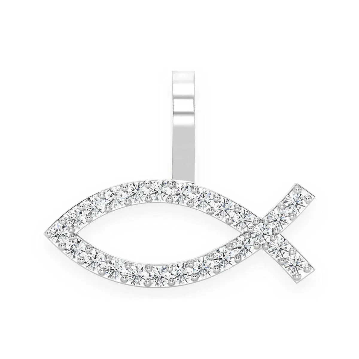 For Him Ichthys Diamond Pendant in White Gold / Natural Diamond – Pendant