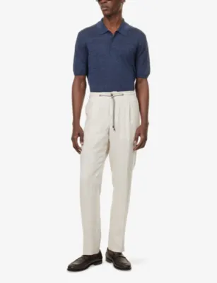 CORNELIANI Short-Sleeve Linen And Silk-Blend Polo Shirt detail 2