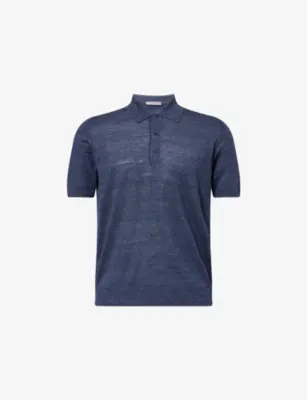 CORNELIANI Short-Sleeve Linen And Silk-Blend Polo Shirt