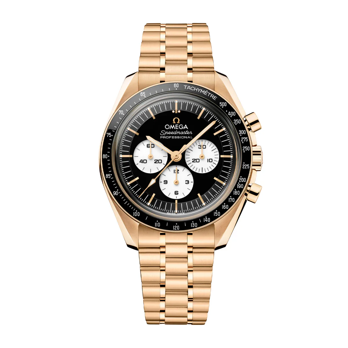 Omega Speedmaster Moonwatch Professional 42mm Mens Watch Black Yellow Gold