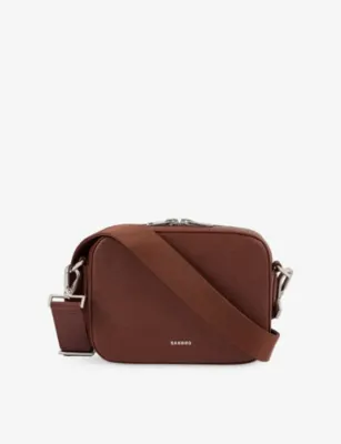 SANDRO Logo Reconstituted Leather Crossbody Bag - Noir / Gris - 1 Size