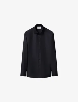ETON Houndstooth King Long-Sleeve Contemporary-Fit Cotton Twill Shirt - Navy blue - 17.75