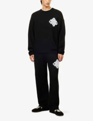 THE COUTURE CLUB Brand-Emblem Knitted Jogging Bottoms detail 2