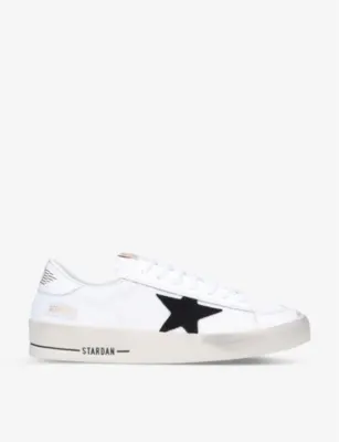 GOLDEN GOOSE Men’s Stardan low-top leather and mesh trainers - EUR 45 / 11 UK MEN in WHITE/BLK – Mens | Trainers | Lace up trainers