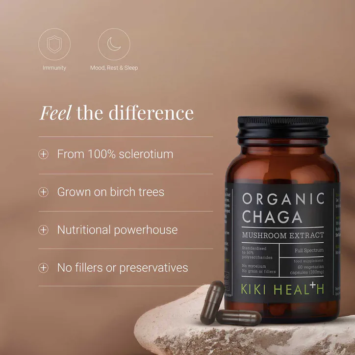 KIKI HEALTH Organic Chaga Mushroom Extract - 60 Vegicaps detail 2