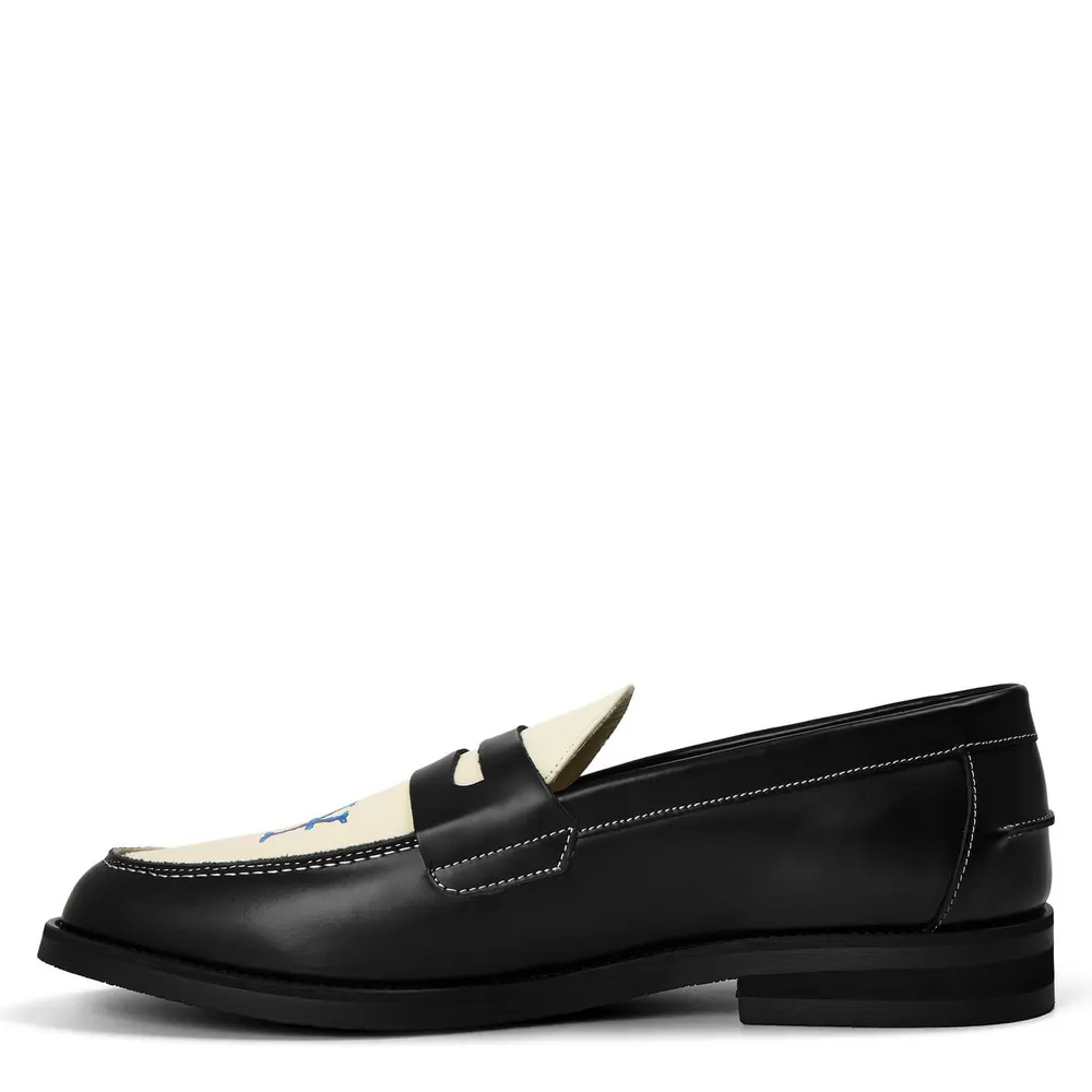 Duke and Dexter Men's NY Penny Loafers in Black/White, additional product view 2