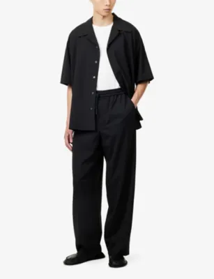 LOEWE Anagram-Embroidered Relaxed-Fit Wool Trousers detail 2