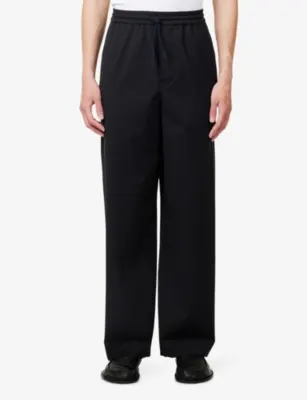 LOEWE Anagram-Embroidered Relaxed-Fit Wool Trousers detail 3