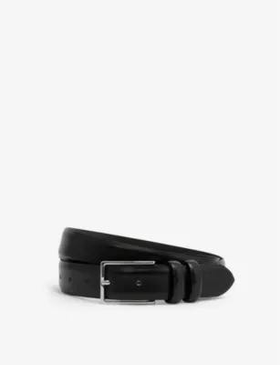 REISS Dante adjustable leather belt - CHOCOLATE - 28