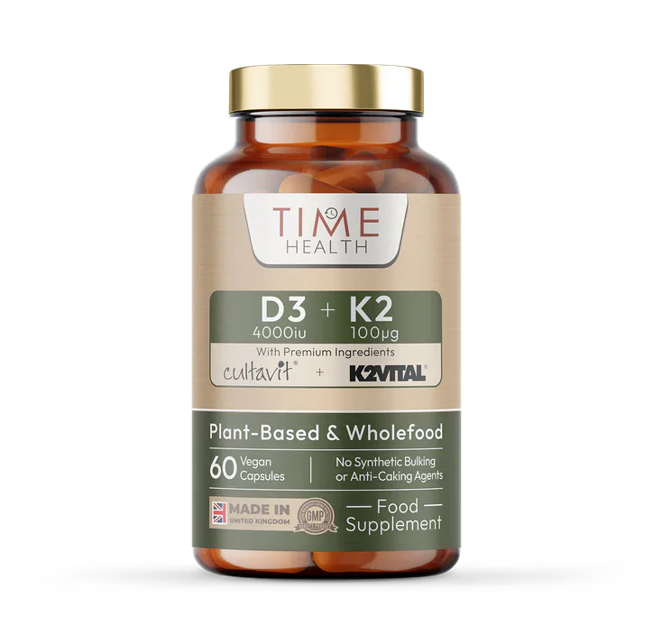 Time Health Vitamin D3 (4000IU) + K2 (100UG) - High Strength - Wholefood & Plant Based