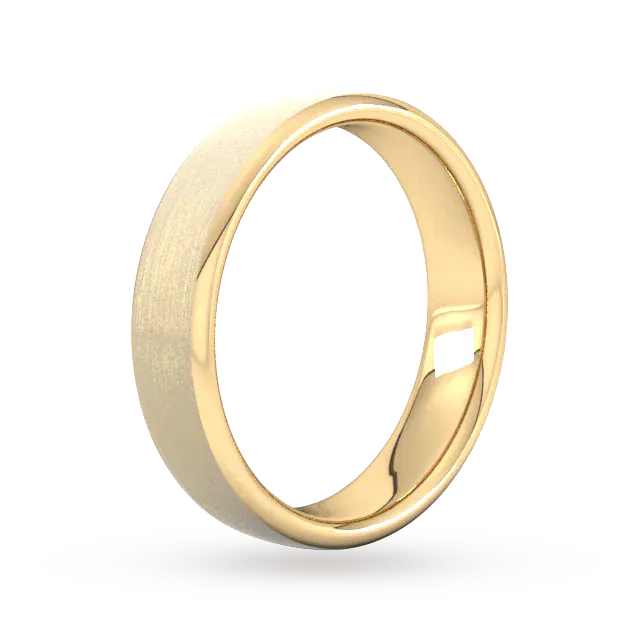 For Him 5mm Slight Court Extra Heavy Matt Finished Wedding Ring In 18 Carat Yellow Gold detail 2
