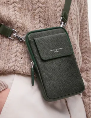 ASPINAL OF LONDON Reporter Logo-Embossed Leather Phone Case detail 3