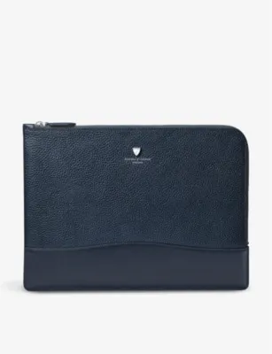 ASPINAL OF LONDON City large logo-embossed leather laptop case