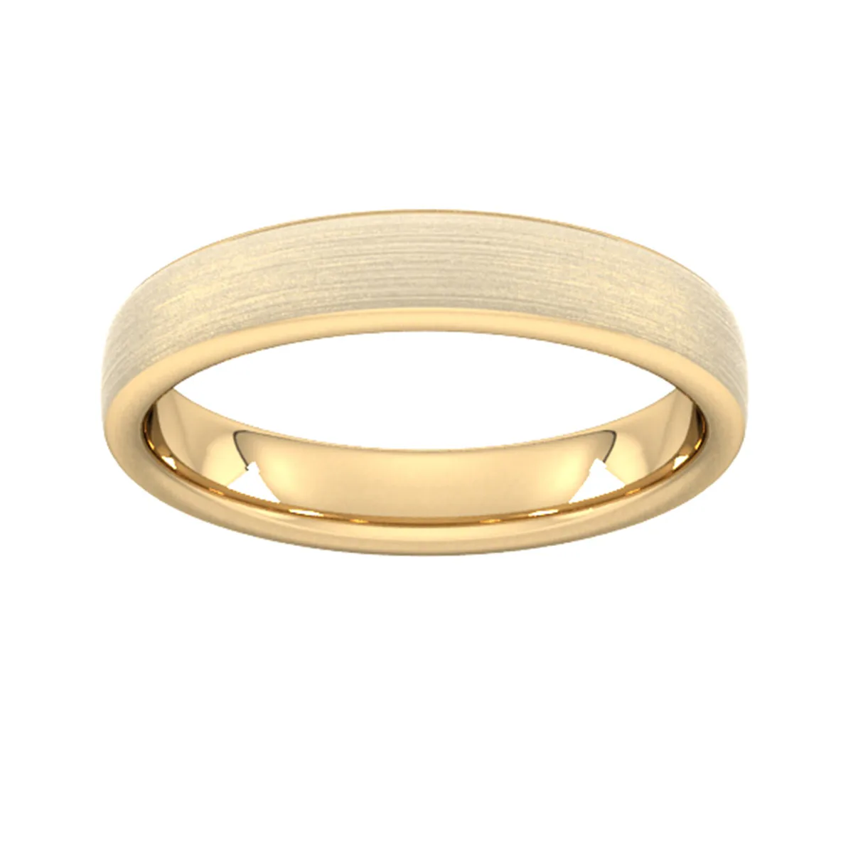 For Him 4mm Flat Court Heavy Matt Finished Wedding Ring In 18 Carat Yellow Gold