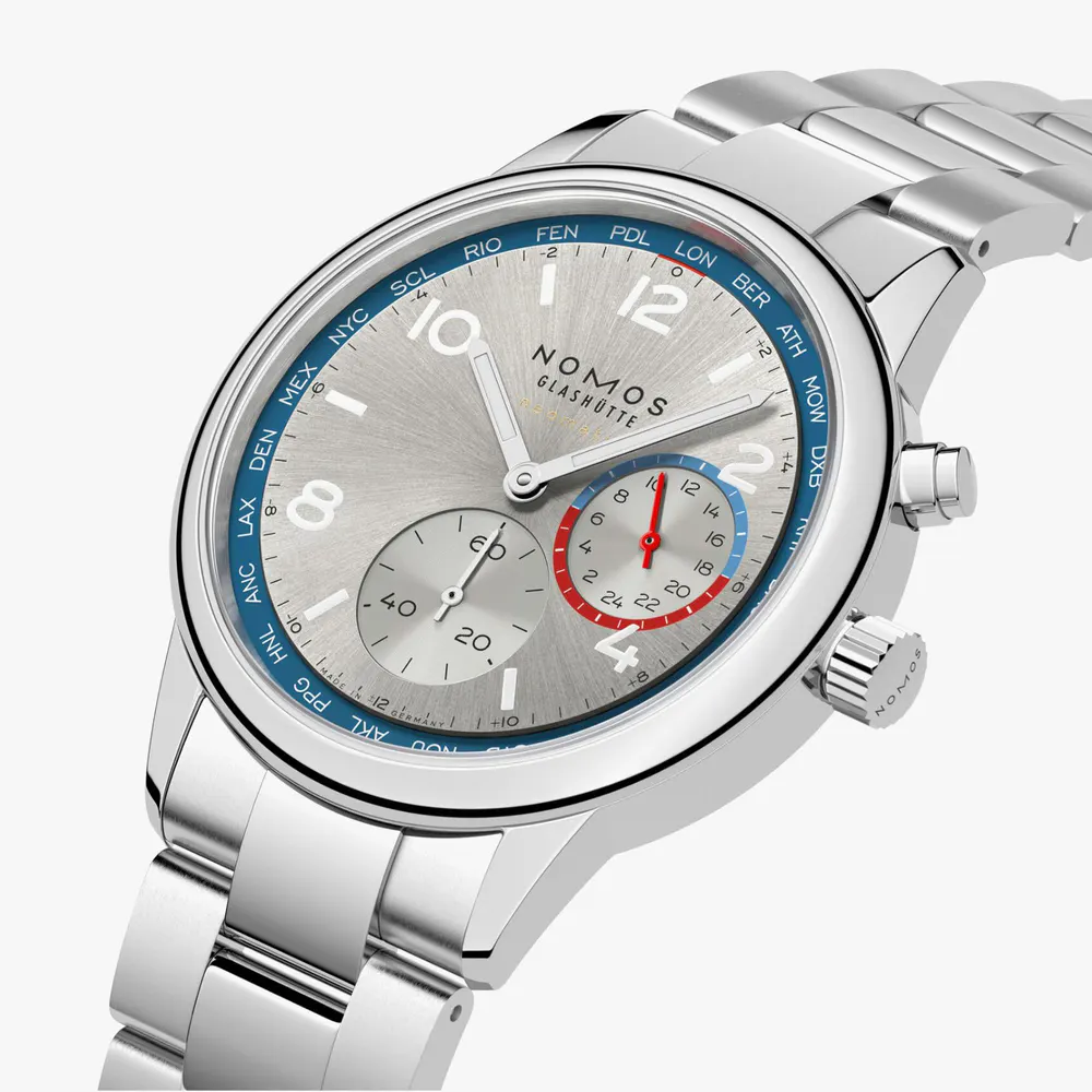 NOMOS Glashutte Club Sport Neomatik Worldtimer 40mm Mens Watch Silver in Silver, additional product view 3