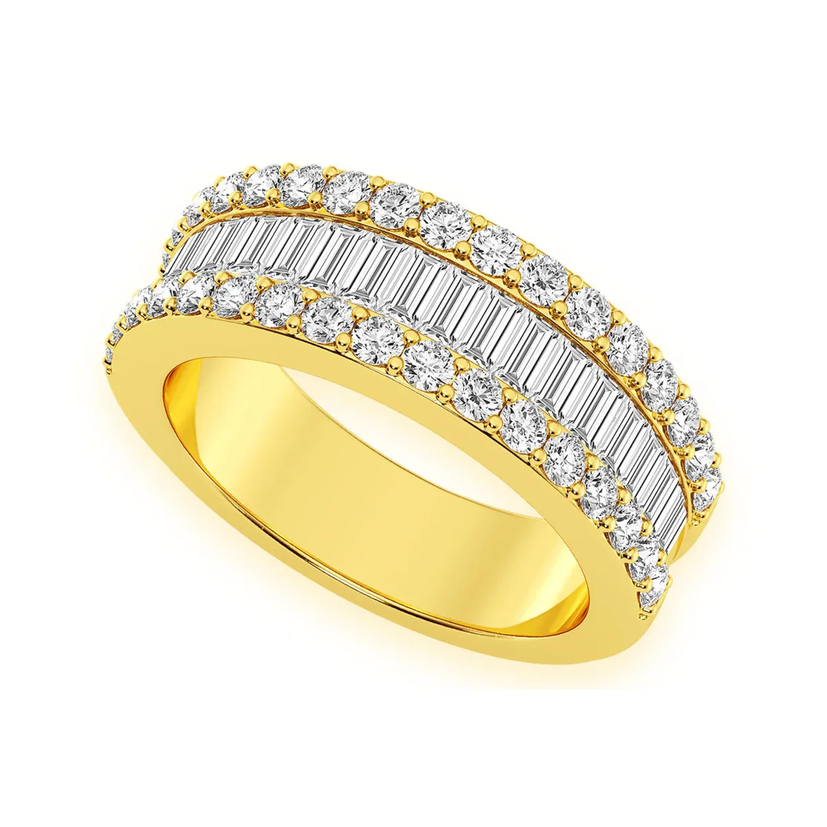 For Him Baguette & Round Border Diamond Ring in Yellow Gold / Natural Diamond – Ring