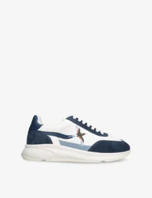 AXEL ARIGATO Genesis Neo Bird Suede And Leather Low-Top Runner Trainers - WHITE/NAVY - EUR 44 / 10 UK MEN in WHITE/NAVY – Mens | Trainers | Lace up trainers